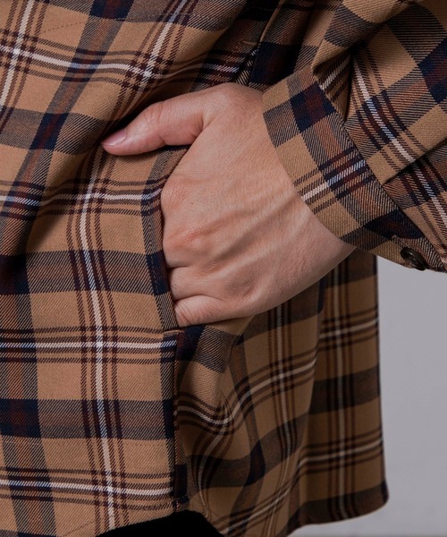 WEGO(ウィゴー)の「WEGO/TRチェックビッグシルエットシャツ(シャツ/ブラウス・メンズ・ブラウン系その他2/ブラウン系その他3/ベージュ系その他2・MEDIUM/LARGE)」の9枚目の写真