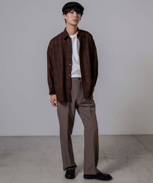 WEGO(ウィゴー)の「WEGO/TRチェックビッグシルエットシャツ(シャツ/ブラウス・メンズ・ブラウン系その他2/ブラウン系その他3/ベージュ系その他2・MEDIUM/LARGE)」の12枚目の写真