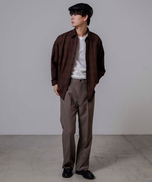 WEGO(ウィゴー)の「WEGO/TRチェックビッグシルエットシャツ(シャツ/ブラウス・メンズ・ブラウン系その他2/ブラウン系その他3/ベージュ系その他2・MEDIUM/LARGE)」の7枚目の写真