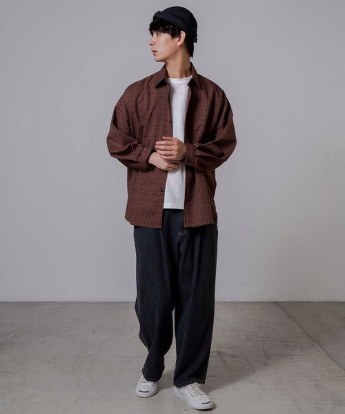 WEGO(ウィゴー)の「WEGO/TRチェックビッグシルエットシャツ(シャツ/ブラウス・メンズ・ブラウン系その他2/ブラウン系その他3/ベージュ系その他2・MEDIUM/LARGE)」の17枚目の写真