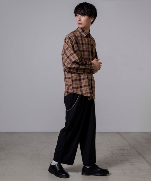 WEGO(ウィゴー)の「WEGO/TRチェックビッグシルエットシャツ(シャツ/ブラウス・メンズ・ブラウン系その他2/ブラウン系その他3/ベージュ系その他2・MEDIUM/LARGE)」の13枚目の写真
