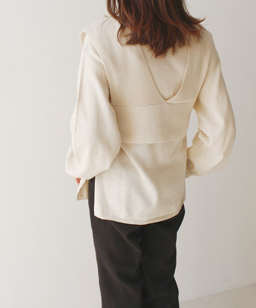 MODE ROBE（モードローブ）の「ビスチェセットニットプルオーバー（ニット/セーター・レディース・ブラック/アイボリー・FREE）」の5枚目の写真