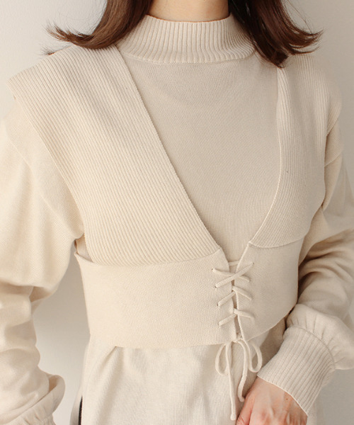 MODE ROBE（モードローブ）の「ビスチェセットニットプルオーバー（ニット/セーター・レディース・ブラック/アイボリー・FREE）」の6枚目の写真