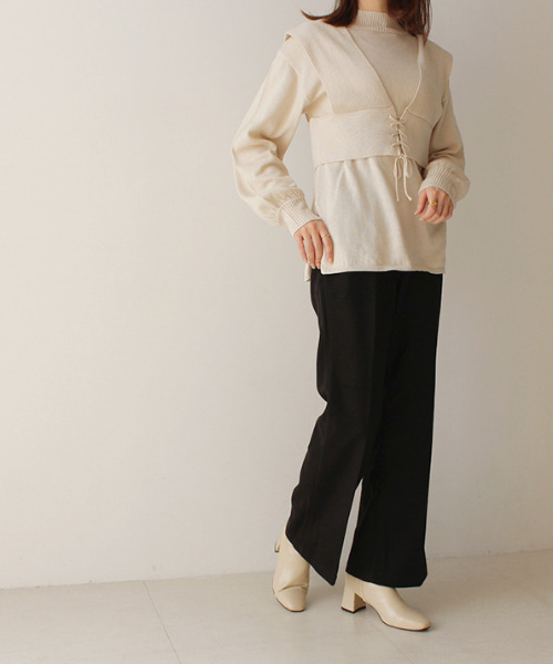 MODE ROBE（モードローブ）の「ビスチェセットニットプルオーバー（ニット/セーター・レディース・ブラック/アイボリー・FREE）」の9枚目の写真