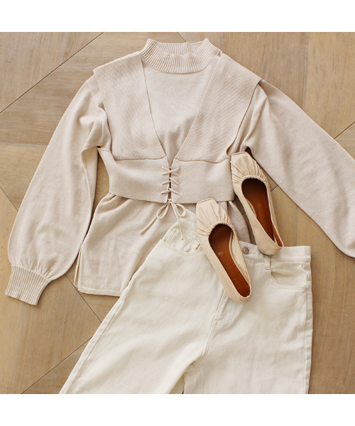 MODE ROBE（モードローブ）の「ビスチェセットニットプルオーバー（ニット/セーター・レディース・ブラック/アイボリー・FREE）」の11枚目の写真