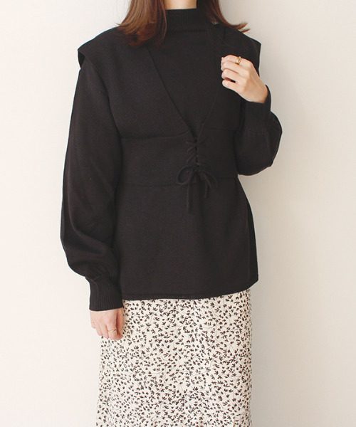 MODE ROBE（モードローブ）の「ビスチェセットニットプルオーバー（ニット/セーター・レディース・ブラック/アイボリー・FREE）」の13枚目の写真