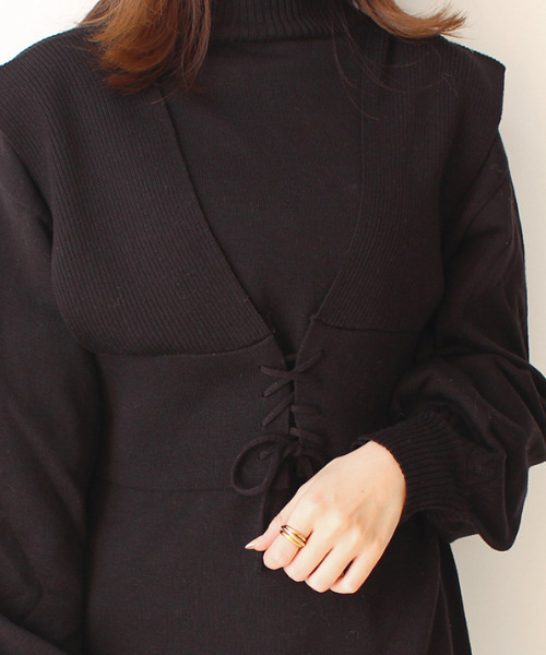 MODE ROBE（モードローブ）の「ビスチェセットニットプルオーバー（ニット/セーター・レディース・ブラック/アイボリー・FREE）」の16枚目の写真