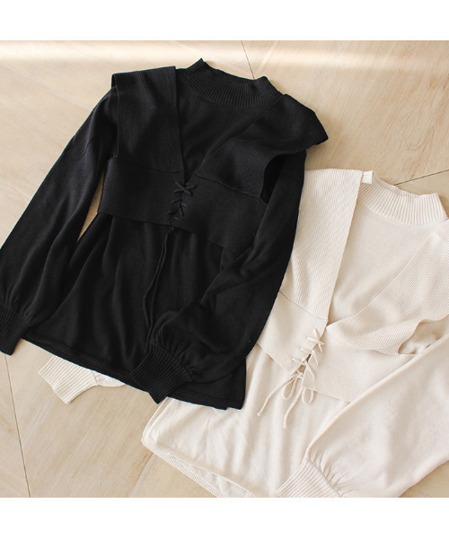 MODE ROBE（モードローブ）の「ビスチェセットニットプルオーバー（ニット/セーター・レディース・ブラック/アイボリー・FREE）」の18枚目の写真