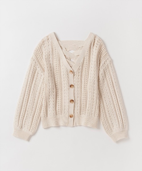 WILLSELECTION（ウィルセレクション）の「透かし柄バックレースアップカーディガン（カーディガン/ボレロ・レディース・アイボリー/ピンク・MEDIUM）」の19枚目の写真