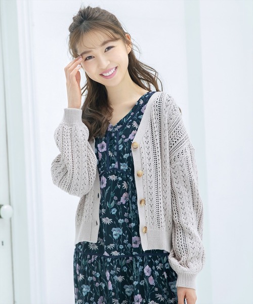 WILLSELECTION（ウィルセレクション）の「透かし柄バックレースアップカーディガン（カーディガン/ボレロ・レディース・アイボリー/ピンク・MEDIUM）」の7枚目の写真