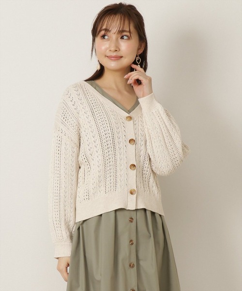 WILLSELECTION（ウィルセレクション）の「透かし柄バックレースアップカーディガン（カーディガン/ボレロ・レディース・アイボリー/ピンク・MEDIUM）」の11枚目の写真