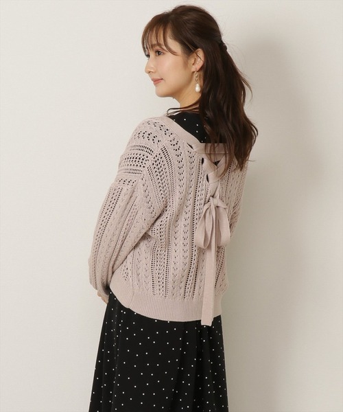 WILLSELECTION（ウィルセレクション）の「透かし柄バックレースアップカーディガン（カーディガン/ボレロ・レディース・アイボリー/ピンク・MEDIUM）」の14枚目の写真