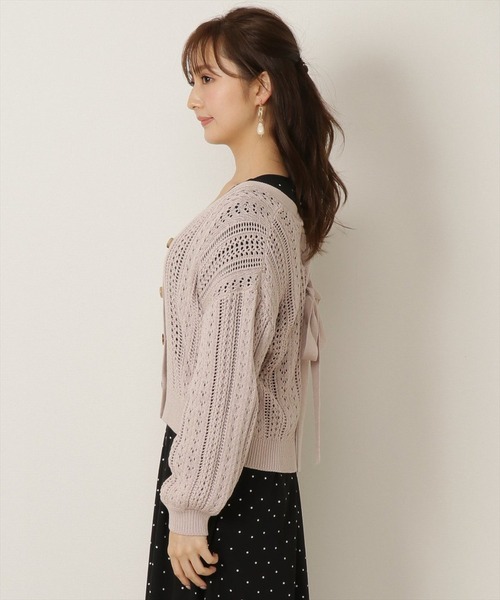WILLSELECTION（ウィルセレクション）の「透かし柄バックレースアップカーディガン（カーディガン/ボレロ・レディース・アイボリー/ピンク・MEDIUM）」の3枚目の写真