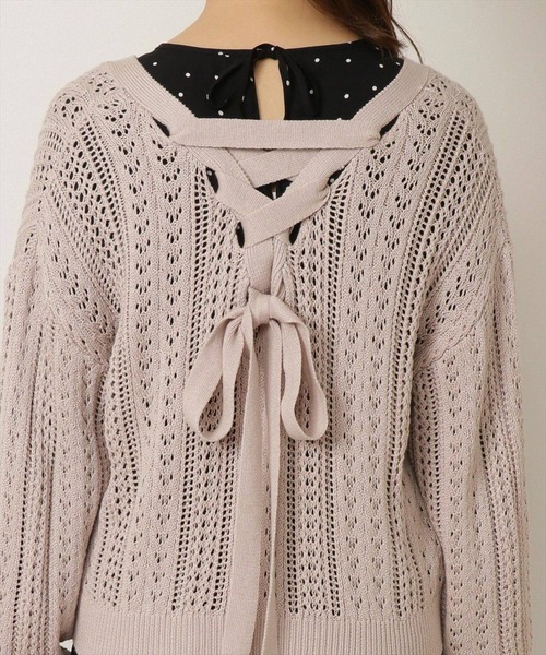 WILLSELECTION（ウィルセレクション）の「透かし柄バックレースアップカーディガン（カーディガン/ボレロ・レディース・アイボリー/ピンク・MEDIUM）」の8枚目の写真