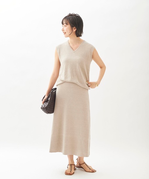 Plageプラージュ Linen smooth ジレ リネン100 ノースリーブ