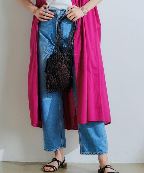 green label relaxing(グリーンレーベルリラクシング)の「◆FFC メッシュ バッグ(トートバッグ・レディース・ダークブラウン/オフホワイト/ピンク/イエロー/ケリー・FREE)」の3枚目の写真