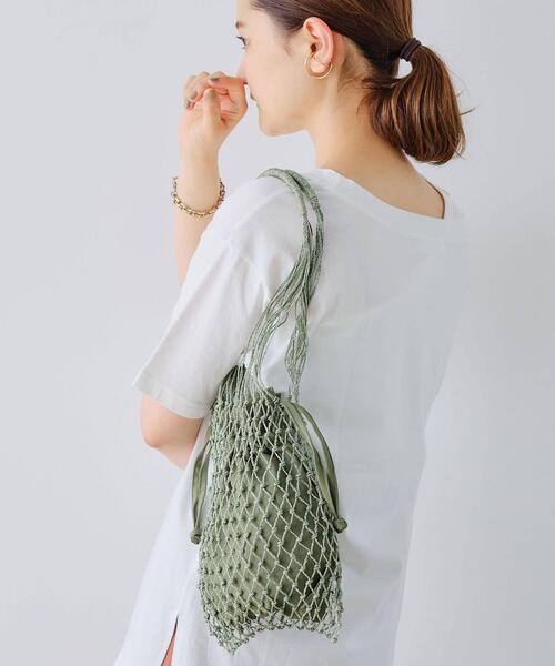 green label relaxing(グリーンレーベルリラクシング)の「◆FFC メッシュ バッグ(トートバッグ・レディース・ダークブラウン/オフホワイト/ピンク/イエロー/ケリー・FREE)」の4枚目の写真