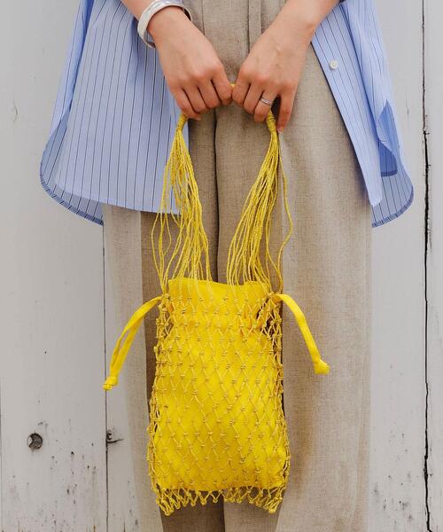 green label relaxing(グリーンレーベルリラクシング)の「◆FFC メッシュ バッグ(トートバッグ・レディース・ダークブラウン/オフホワイト/ピンク/イエロー/ケリー・FREE)」の5枚目の写真