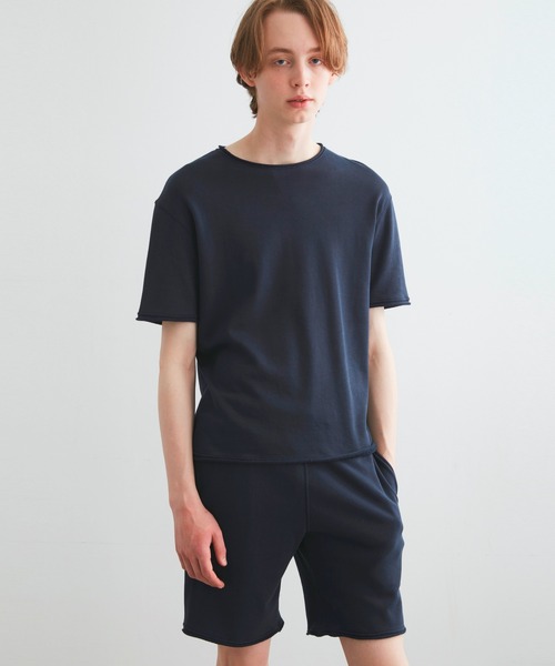 three dots(スリードッツ)の「Men's suvin loopwheel crew neck tee(Tシャツ/カットソー・メンズ・アイボリー/サックスブルー/ネイビー・LARGE/MEDIUM/SMALL)」の4枚目の写真