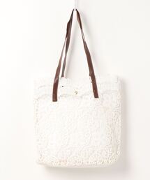 ポーチ付きレース刺繍トートバッグ