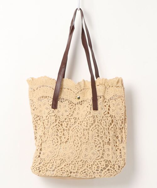 TABI PAL（タビパル）の「ポーチ付きレース刺繍トートバッグ（トートバッグ・レディース・ベージュ/ホワイト・FREE）」の15枚目の写真