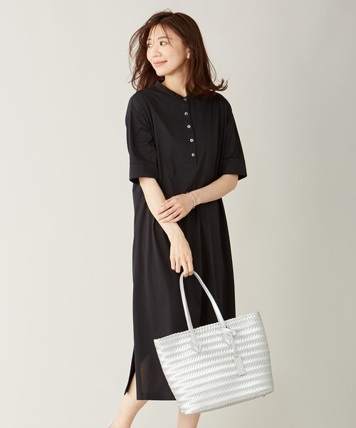J.PRESS（ジェイプレス）の「【イージーケア】洗えるプレーティングジャージー ワンピース（ワンピース・レディース・ネイビー系/ブラウン系・T15/T13）」の2枚目の写真