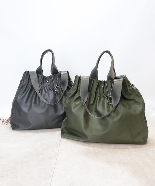 BASE(ベース)の「レディース ナイロン 2WAY トートバッグ(トートバッグ・レディース・アイボリー/ブラック/ネイビー/ベージュ/グレー/カーキ・FREE)」の11枚目の写真