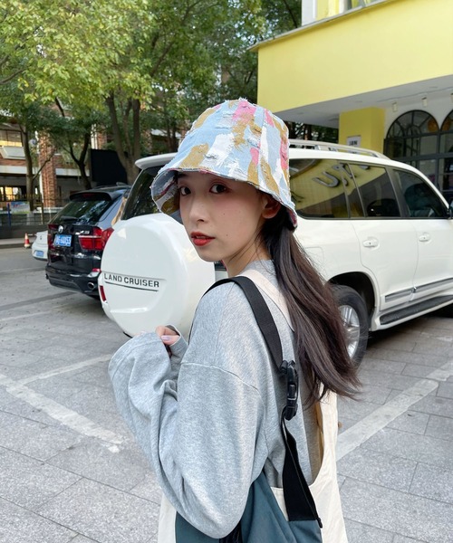 me+em select（ミームセレクト）の「ペイントデニムバケットハット【サイズ調節可能】（ハット・レディース・ライトブルー/ネイビー/ダークブルー・FREE）」の20枚目の写真