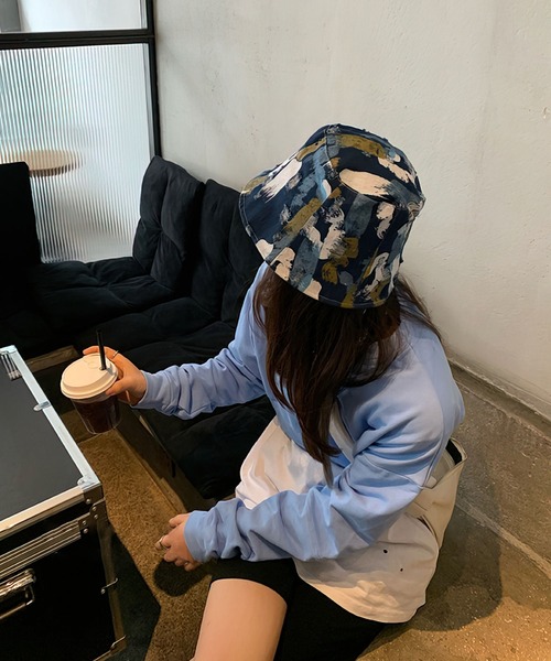 me+em select（ミームセレクト）の「ペイントデニムバケットハット【サイズ調節可能】（ハット・レディース・ライトブルー/ネイビー/ダークブルー・FREE）」の14枚目の写真