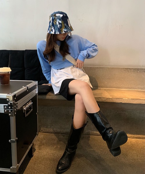 me+em select（ミームセレクト）の「ペイントデニムバケットハット【サイズ調節可能】（ハット・レディース・ライトブルー/ネイビー/ダークブルー・FREE）」の18枚目の写真