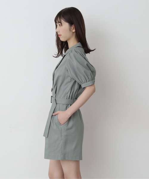 FREE'S MART（フリーズマート）の「【Sシリーズ対応】◇ダブルブレストショートコンビネゾン（サロペット/オーバーオール・レディース・ホワイト/ブラウン/ライトグリーン・SMALL/MEDIUM）」の5枚目の写真