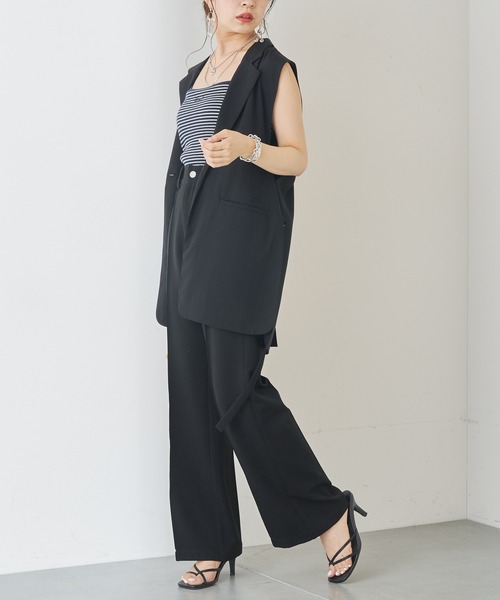 美品☆45R　縞カノコのMキャミポロ　ロゴ刺繍　ボーダー　ノースリーブ GB0225/KNT04 : No Sleeves Border Knit / ノースリーブボーダー