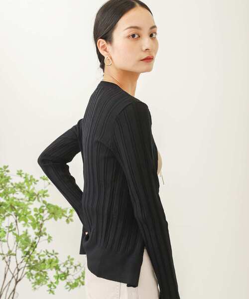 SENSE OF PLACE by URBAN RESEARCH（センスオブプレイスバイアーバンリサーチ）の「クルーネックリブカーディガン（カーディガン/ボレロ・レディース・ミント/ライトベージュ/ブラック・ONE）」の8枚目の写真