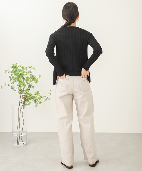 SENSE OF PLACE by URBAN RESEARCH（センスオブプレイスバイアーバンリサーチ）の「クルーネックリブカーディガン（カーディガン/ボレロ・レディース・ミント/ライトベージュ/ブラック・ONE）」の12枚目の写真