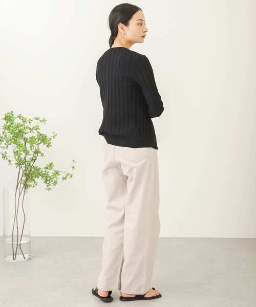 SENSE OF PLACE by URBAN RESEARCH（センスオブプレイスバイアーバンリサーチ）の「クルーネックリブカーディガン（カーディガン/ボレロ・レディース・ミント/ライトベージュ/ブラック・ONE）」の13枚目の写真