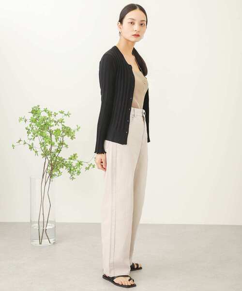 SENSE OF PLACE by URBAN RESEARCH（センスオブプレイスバイアーバンリサーチ）の「クルーネックリブカーディガン（カーディガン/ボレロ・レディース・ミント/ライトベージュ/ブラック・ONE）」の14枚目の写真