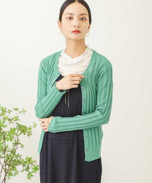 SENSE OF PLACE by URBAN RESEARCH（センスオブプレイスバイアーバンリサーチ）の「クルーネックリブカーディガン（カーディガン/ボレロ・レディース・ミント/ライトベージュ/ブラック・ONE）」の15枚目の写真