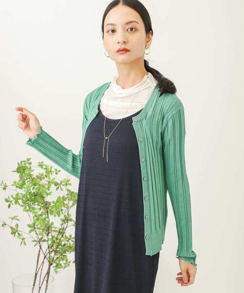 SENSE OF PLACE by URBAN RESEARCH（センスオブプレイスバイアーバンリサーチ）の「クルーネックリブカーディガン（カーディガン/ボレロ・レディース・ミント/ライトベージュ/ブラック・ONE）」の16枚目の写真