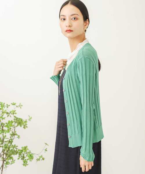 SENSE OF PLACE by URBAN RESEARCH（センスオブプレイスバイアーバンリサーチ）の「クルーネックリブカーディガン（カーディガン/ボレロ・レディース・ミント/ライトベージュ/ブラック・ONE）」の18枚目の写真