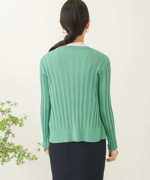 SENSE OF PLACE by URBAN RESEARCH（センスオブプレイスバイアーバンリサーチ）の「クルーネックリブカーディガン（カーディガン/ボレロ・レディース・ミント/ライトベージュ/ブラック・ONE）」の19枚目の写真