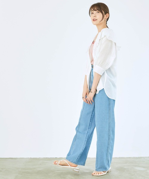 mikke（ミッケ）の「ラッフルフリル ビッグカラーブラウス（シャツ/ブラウス・レディース・ベージュ/オフホワイト/カーキ・FREE）」の16枚目の写真