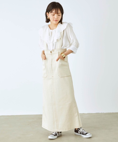 mikke（ミッケ）の「ラッフルフリル ビッグカラーブラウス（シャツ/ブラウス・レディース・ベージュ/オフホワイト/カーキ・FREE）」の20枚目の写真