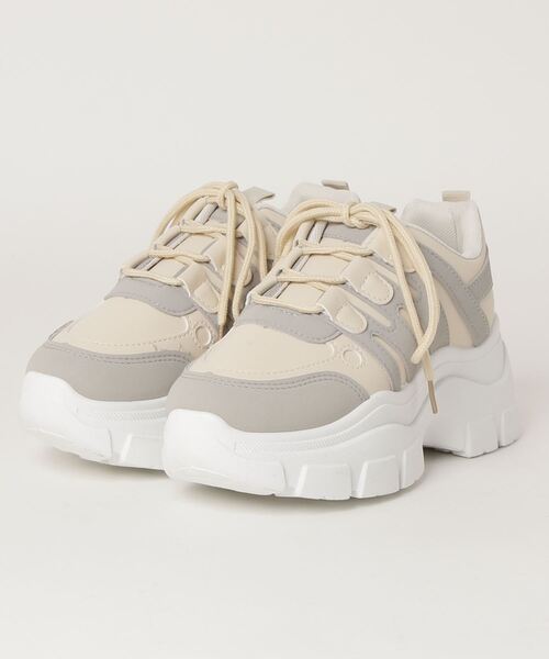 LOVEHUNTER(ラブハンター)の「Love Hunter / 厚底約6.5cmソール ダッドスニーカー(1557)(スニーカー・レディース・ホワイト/ベージュ/ブラック×ブラック/ホワイト×ホワイト・3L/S/LL/L/M)」の7枚目の写真