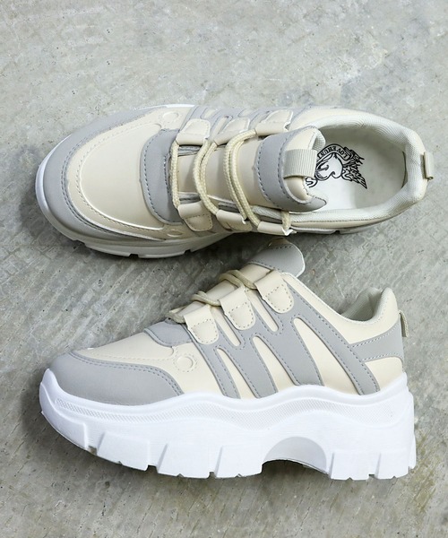 LOVEHUNTER(ラブハンター)の「Love Hunter / 厚底約6.5cmソール ダッドスニーカー(1557)(スニーカー・レディース・ホワイト/ベージュ/ブラック×ブラック/ホワイト×ホワイト・3L/S/LL/L/M)」の17枚目の写真