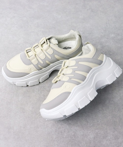 LOVEHUNTER(ラブハンター)の「Love Hunter / 厚底約6.5cmソール ダッドスニーカー(1557)(スニーカー・レディース・ホワイト/ベージュ/ブラック×ブラック/ホワイト×ホワイト・3L/S/LL/L/M)」の18枚目の写真