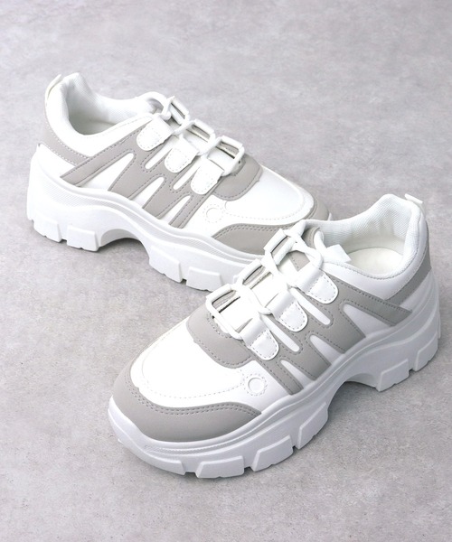 LOVEHUNTER(ラブハンター)の「Love Hunter / 厚底約6.5cmソール ダッドスニーカー(1557)(スニーカー・レディース・ホワイト/ベージュ/ブラック×ブラック/ホワイト×ホワイト・3L/S/LL/L/M)」の14枚目の写真