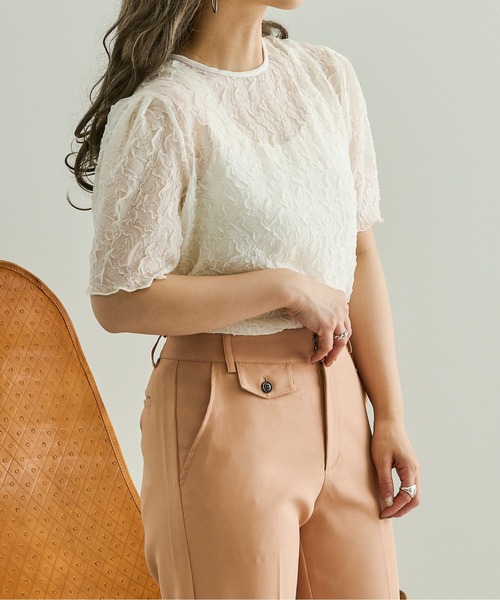 Ambre Neige（アンブルネージュ）の「クシュクシュシアーブラウス／【WEB/EC限定商品】（シャツ/ブラウス・レディース・ホワイト/モカ/ライトベージュ・FREE）」の5枚目の写真