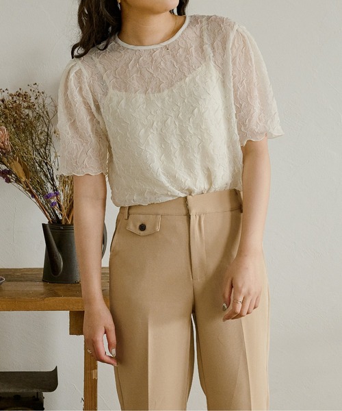 Ambre Neige（アンブルネージュ）の「クシュクシュシアーブラウス／【WEB/EC限定商品】（シャツ/ブラウス・レディース・ホワイト/モカ/ライトベージュ・FREE）」の4枚目の写真