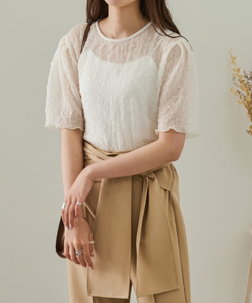 Ambre Neige（アンブルネージュ）の「クシュクシュシアーブラウス／【WEB/EC限定商品】（シャツ/ブラウス・レディース・ホワイト/モカ/ライトベージュ・FREE）」の18枚目の写真