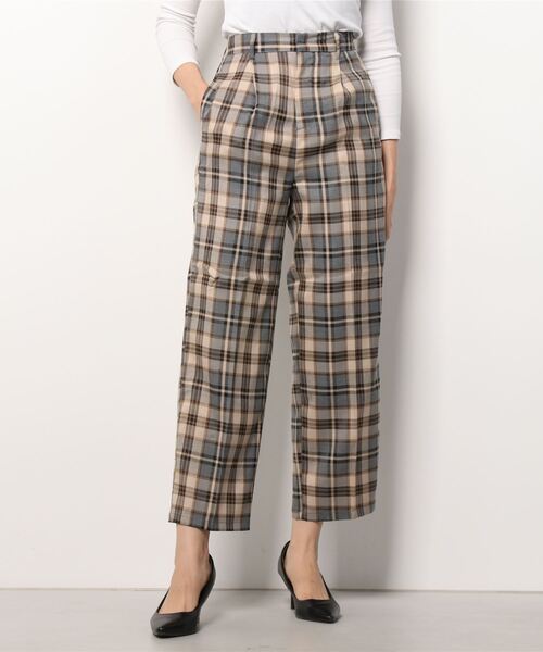 Per sist ence（パーシエンス）の「Per sist ence/パーシエンス　起毛チェック ストレートパンツ（その他パンツ・レディース・ベージュ/グレー・FREE）」の5枚目の写真